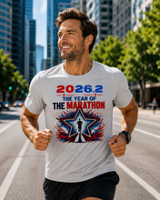 Load image into Gallery viewer, Short-Sleeve Unisex Tech Tee (Year of Marathon w Star logo)
