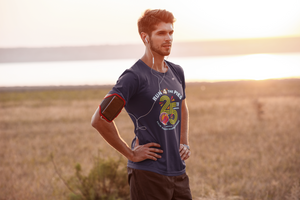 25th Anniversary Run 4 Pies s/s Unisex Tech Tee in Navy