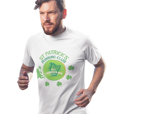 Shamrock Run unisex tech tee in white