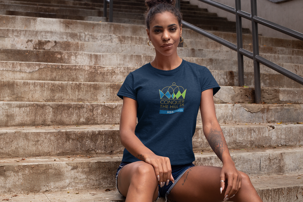 Ladie's Tee - Conquer the Hill -  Navy